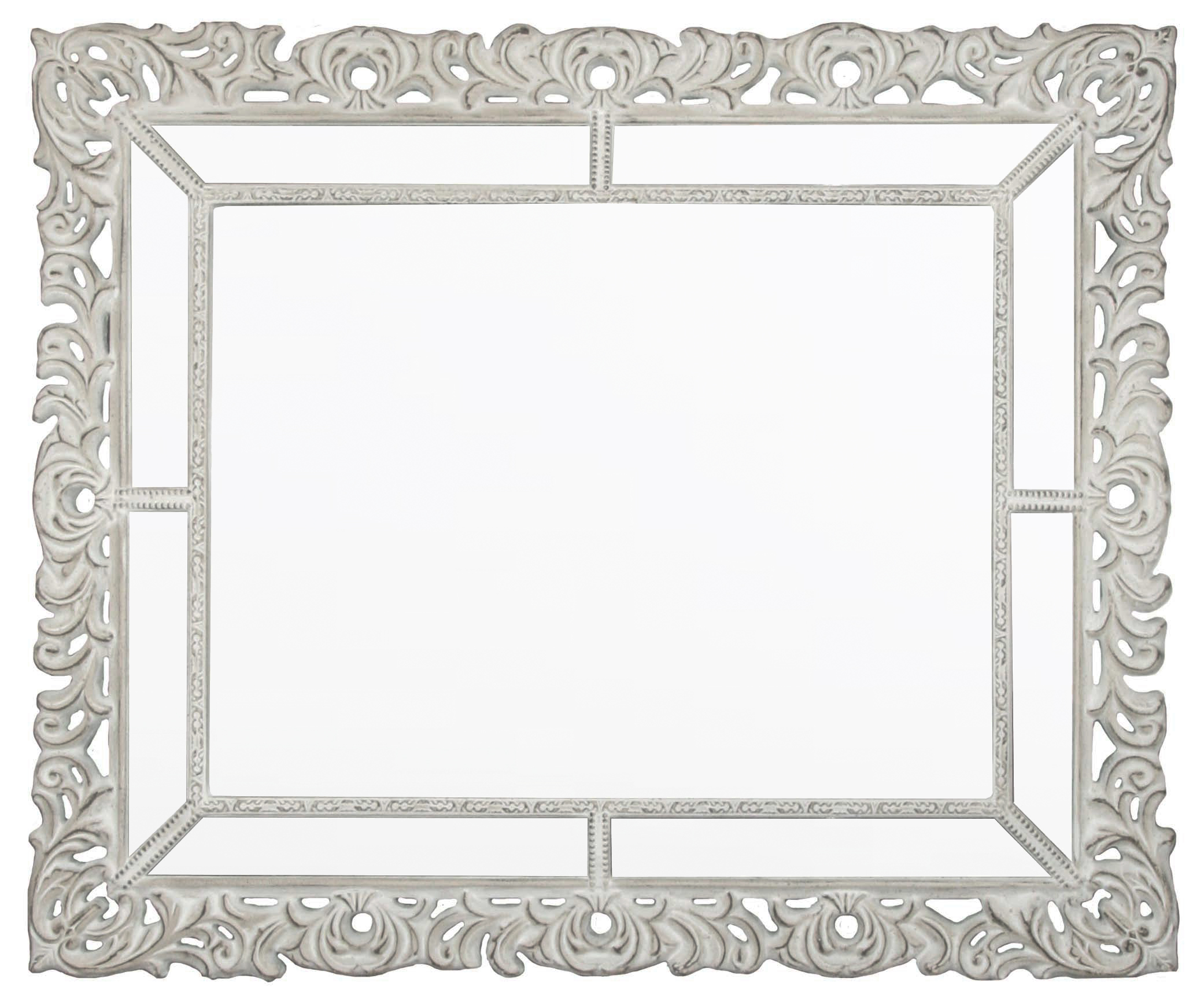ZS068 Wall décor art mirror white tone classic ornate rectangular